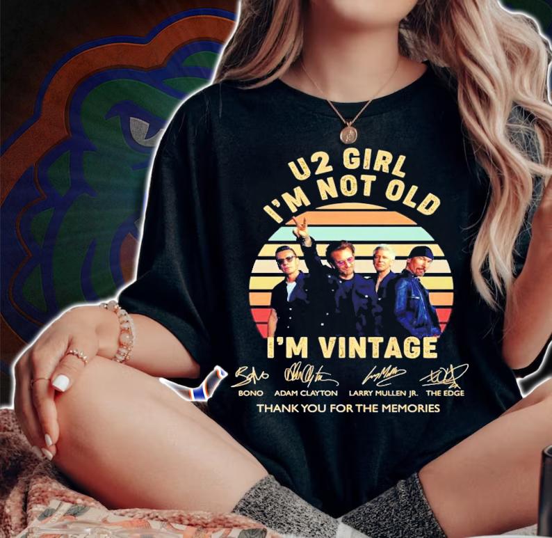 U2 girl I'm not old I'm vintage signature thank you for the memories shirt t-shirt woman shirt