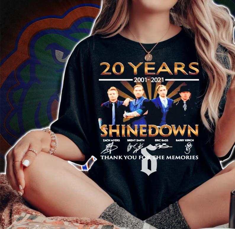 20 years 2001-2021 Shinedown signatures t-shirt