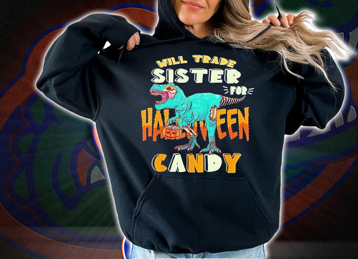 Halloween T-Rex will trade sister for candy matching T-shirt