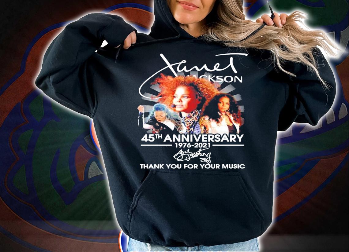 Janet Jackson 45th anniversary 1976-2021 signature thank you for your music shirt