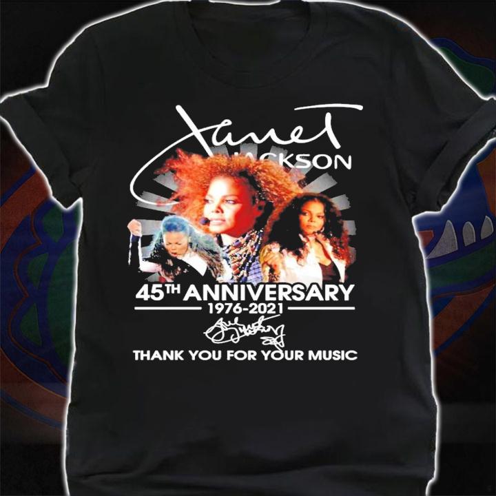 Janet Jackson 45th anniversary 1976-2021 signature thank you for your music shirt