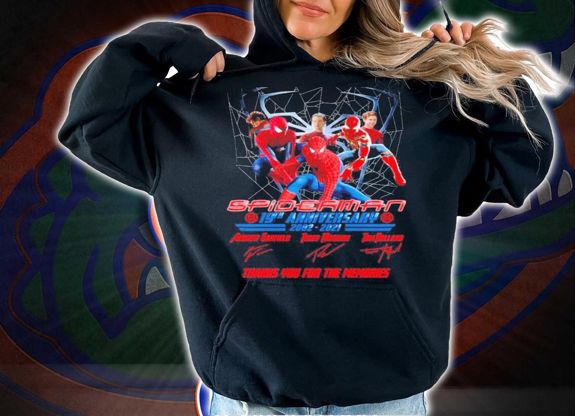 Official Spider Man 19th anniversary 2002-2021 signatures shirt hoodie