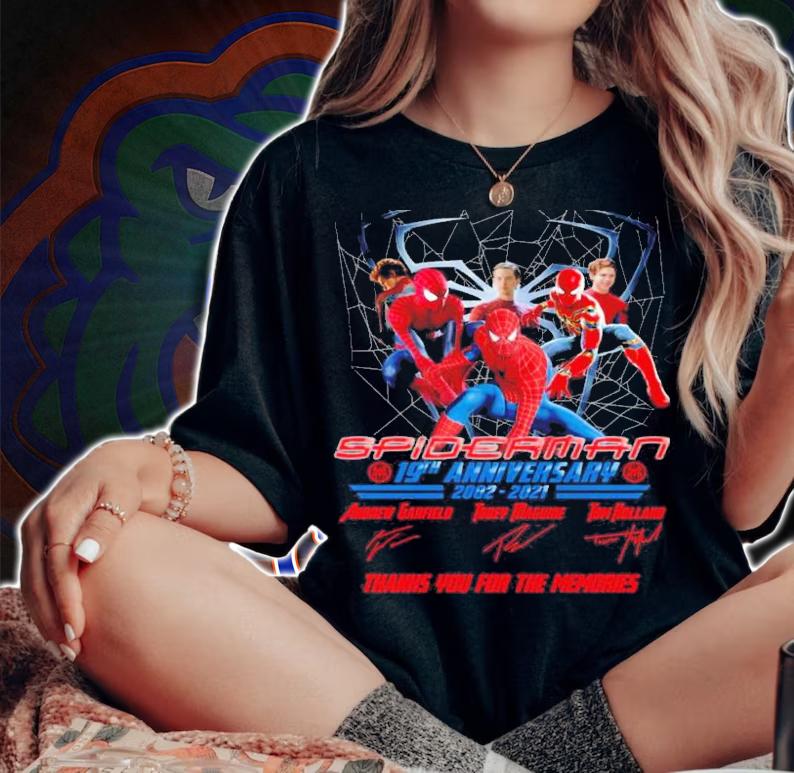 Official Spider Man 19th anniversary 2002-2021 signatures shirt woman shirt