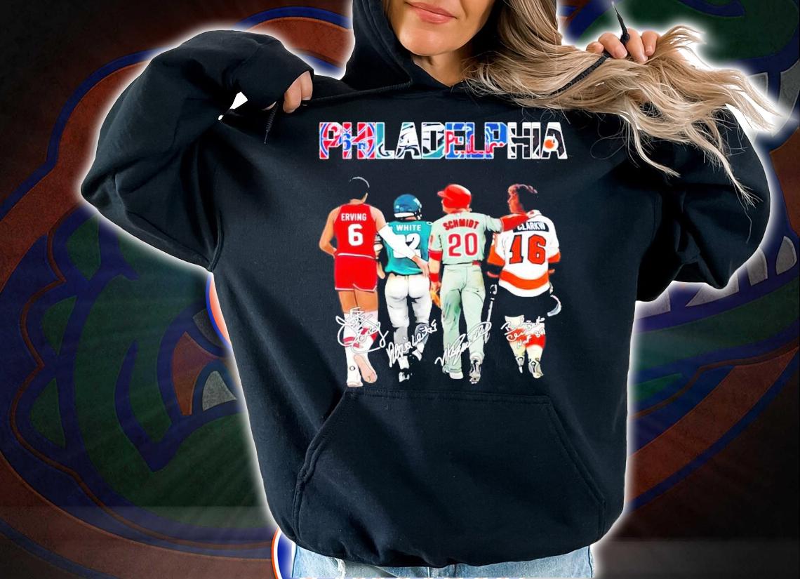 Philadelphia Erving White Schmidt Clarke signature shirt