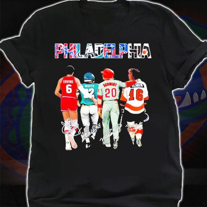 Philadelphia Erving White Schmidt Clarke signature shirt