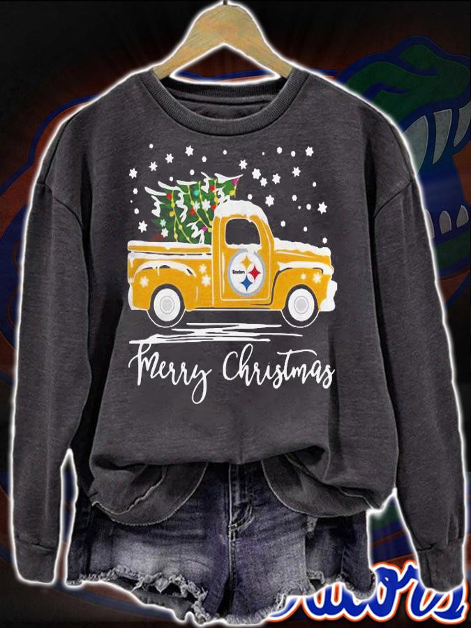 Pittsburgh Steelers Pickup Truck Merry Christmas t-shirt sweatshirt