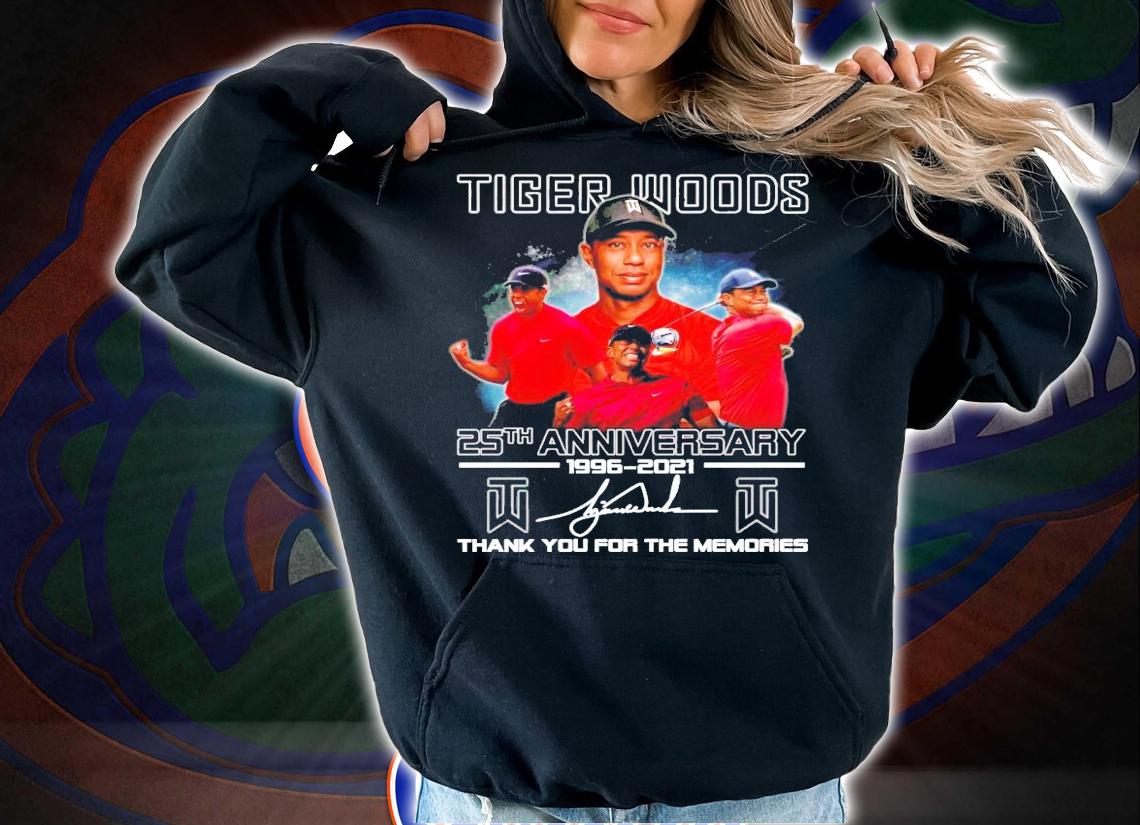 Tiger Woods 25th anniversary 1996-2021 signature shirt hoodie