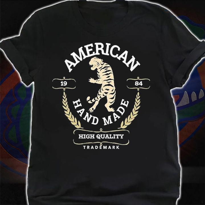 American 1984 Hand Made High Quality Trademark Wild Tiger Vintage poster 60s T-Shirt shirt
