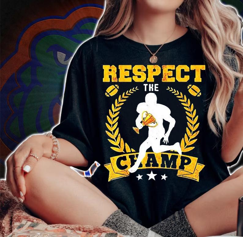 Fantasy Football League Champion Respect the Champ Trophy T-shirt woman shirt