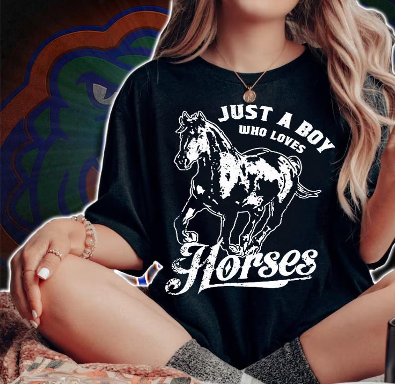 Just A Boy Who Loves Horses Love Riding Horse T-Shirt woman shirt