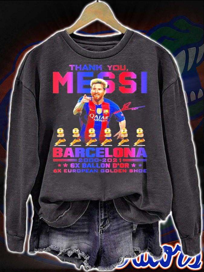 Thank you Messi Barcelona 2000-2021 6X Ballon D'Or signature shirt sweatshirt