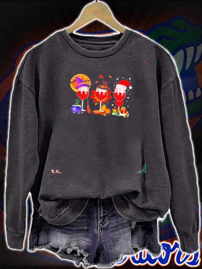 Glass of wine Happy Hallothanksmas shirt