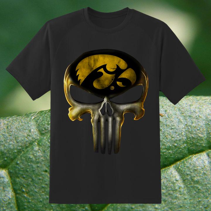 Skull Iowa Hawkeyes Punisher T-Shirt – Bold Style for True Fans