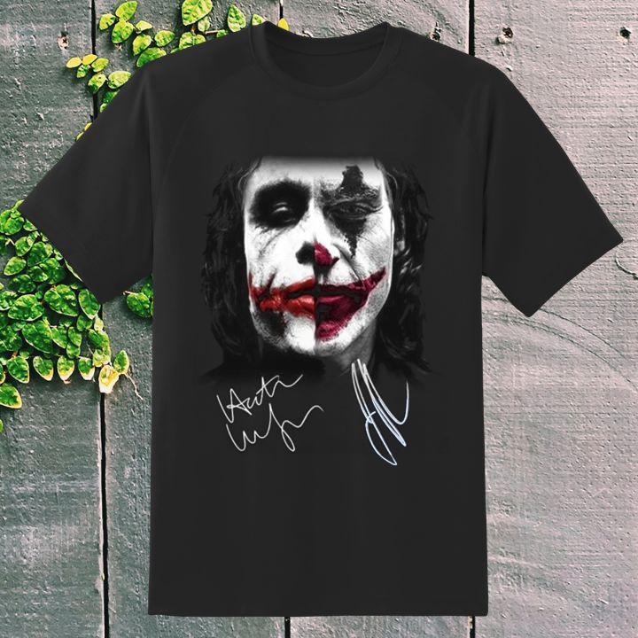 Premium Joaquin Phoenix Joker Heath Ledger Autograph T-Shirt