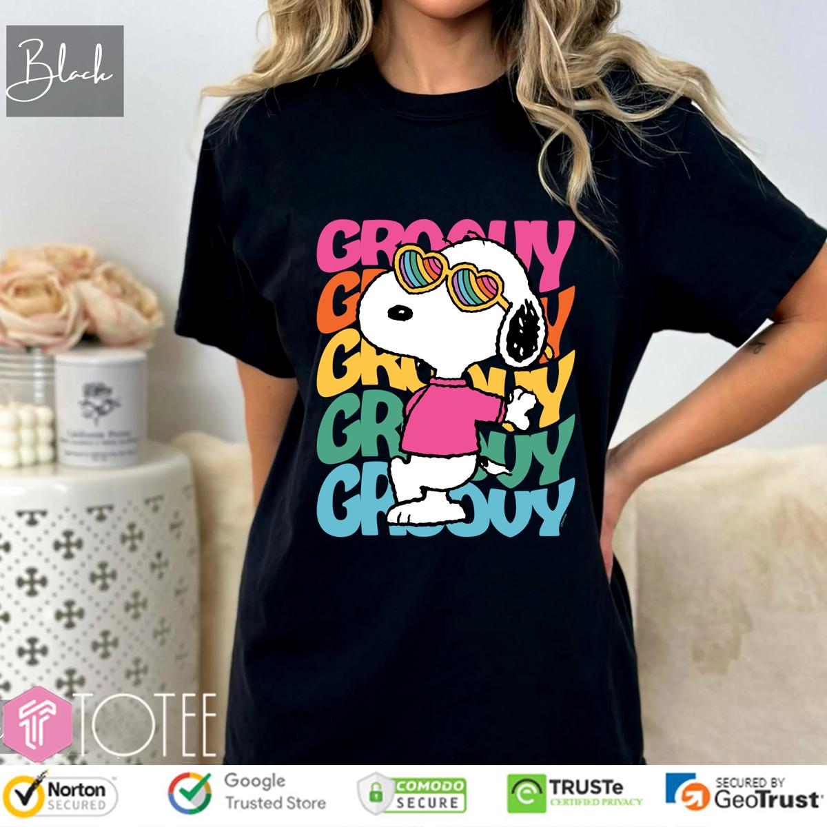 Snoopy Rainbow Groovy Stacked T-Shirt