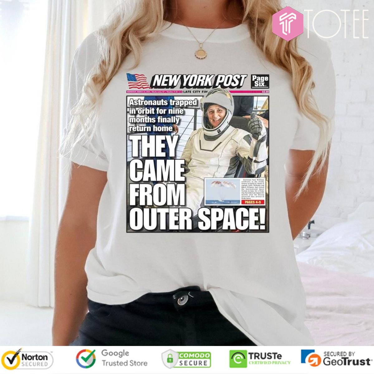 New York Post Astronauts They Come From Outer Space T-Shirt