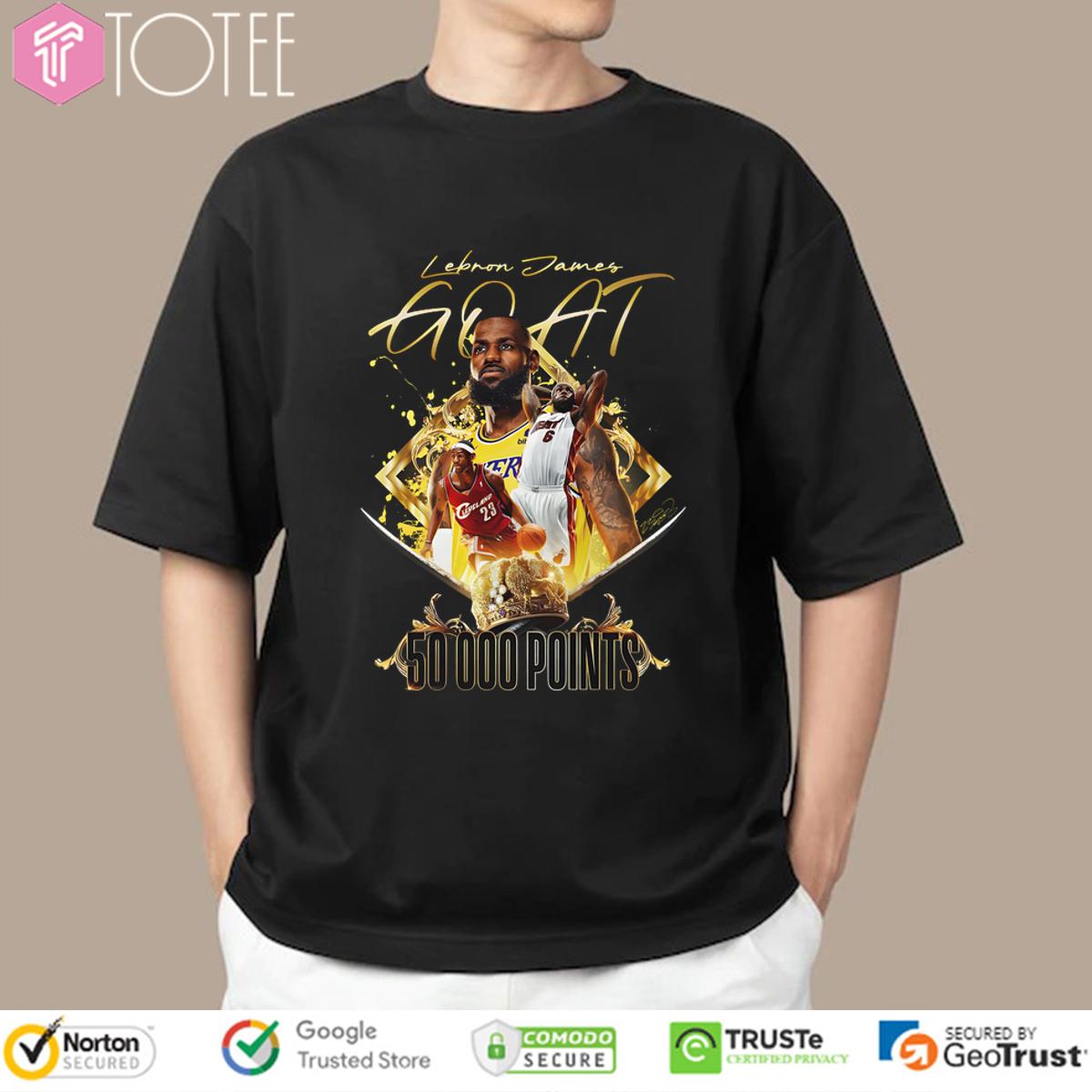 Los Angeles Lakers Lebron James Goat 50000 Points Signature T-Shirt