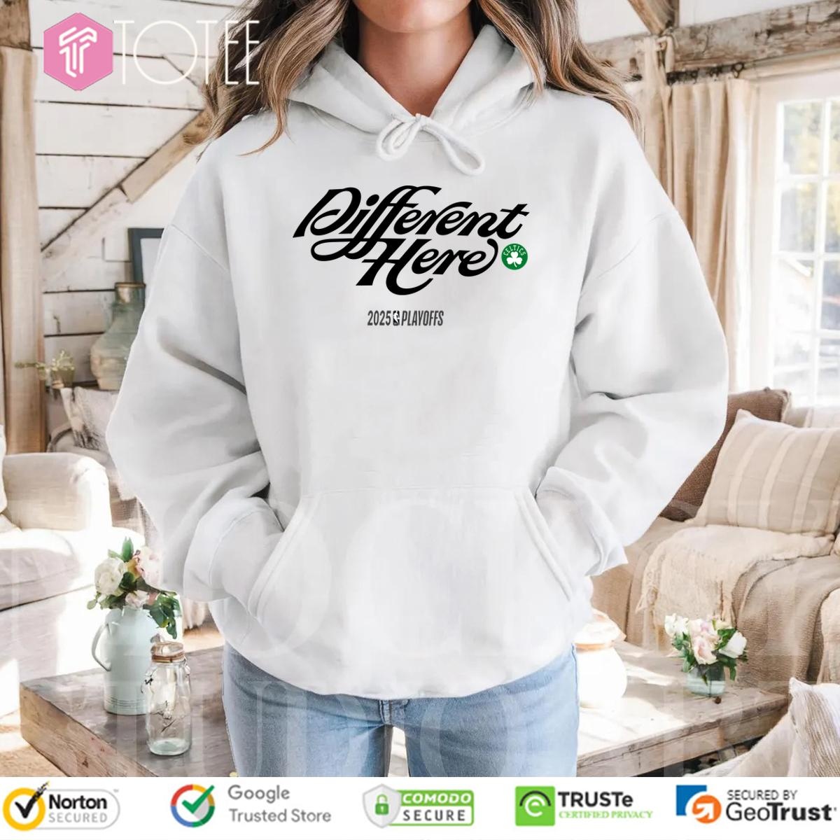 Boston Celtics 2025 Nba Playoffs Different Here Hoodie